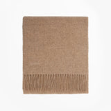 Barbour LAMBSWOOL WOVEN Womens Winter Oatmeal flat view of warm, stylish scarf with fringe detailing.