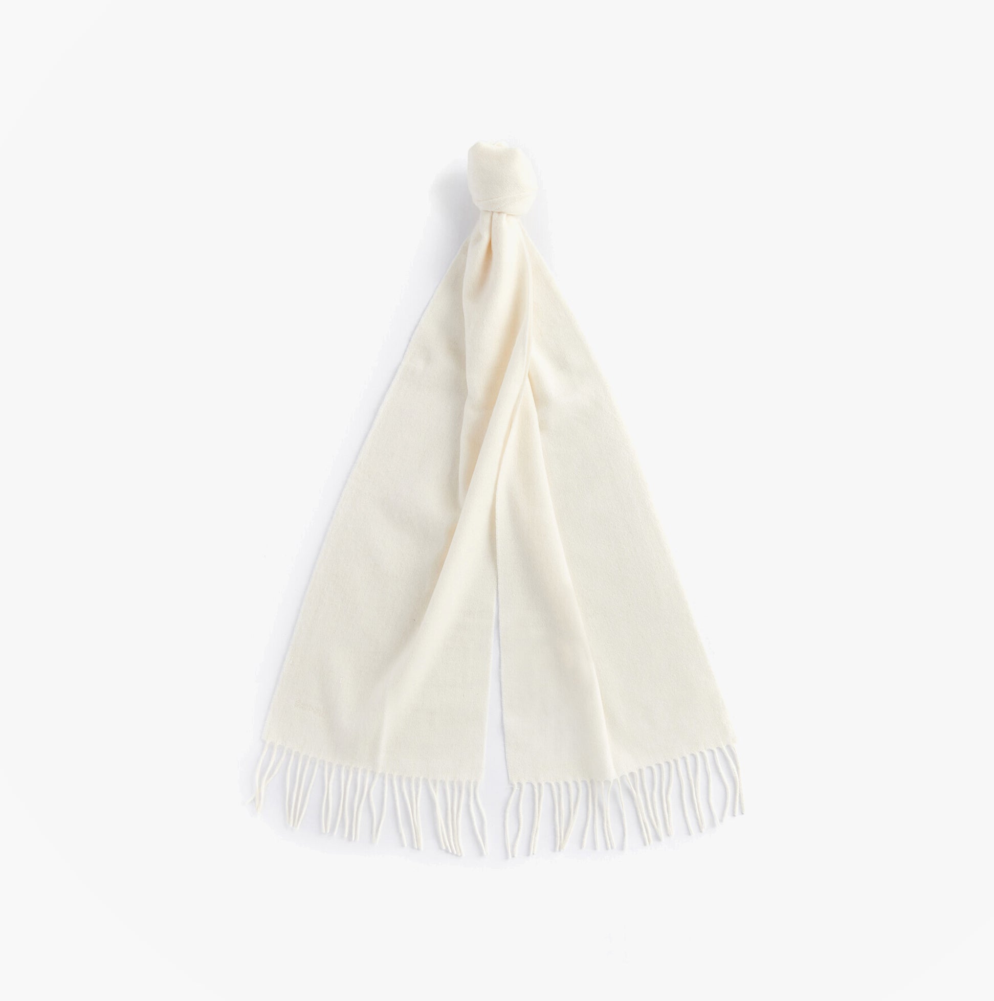 Barbour LAMBSWOOL WOVEN Womens Winter Cream scarf front view with fringed edges