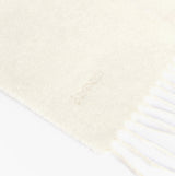Barbour LAMBSWOOL WOVEN Womens Winter Cream detail view showing soft lambswool texture and brand logo.