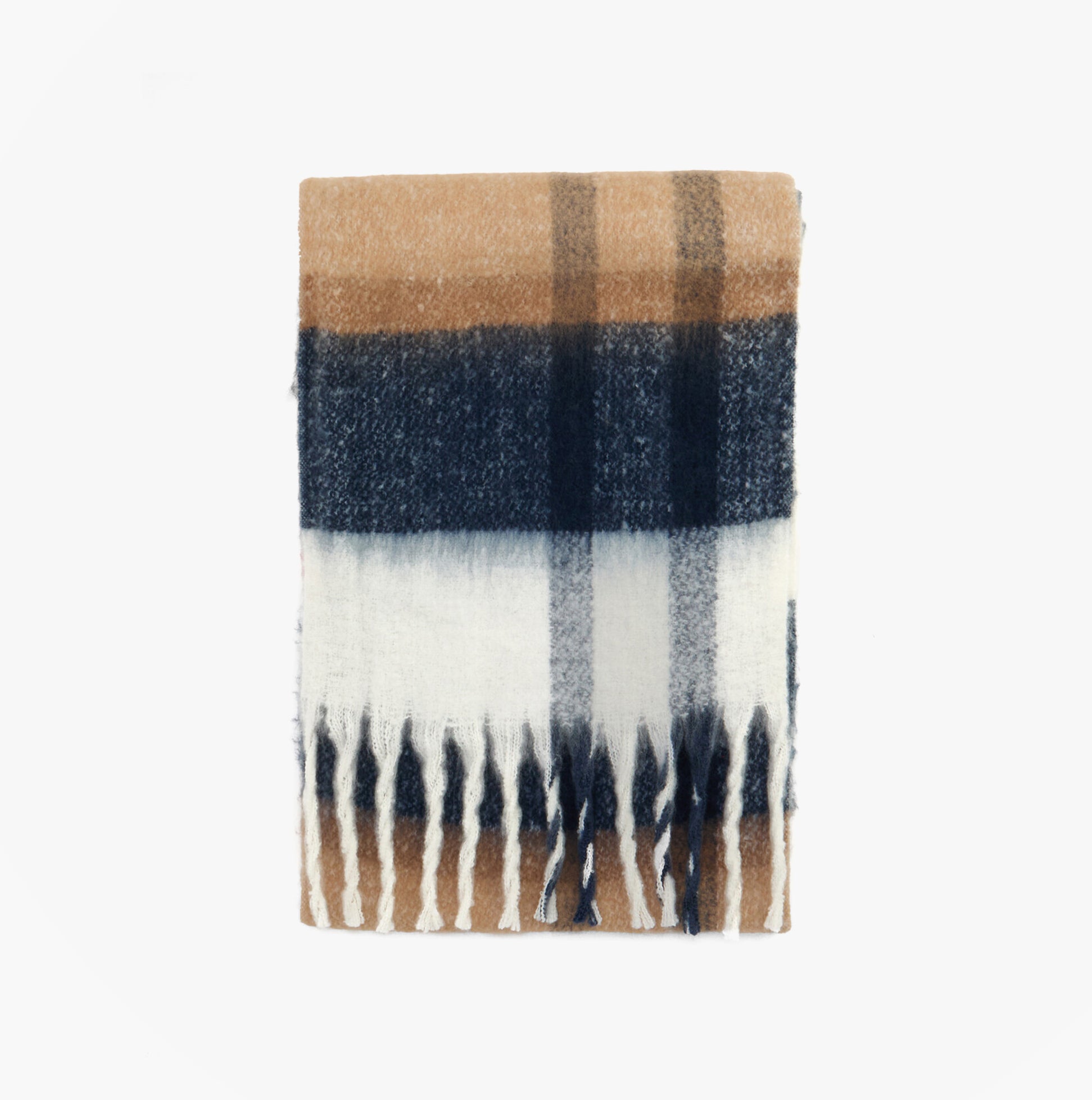 Barbour ISLA TARTAN BOUCLE Womens Winter Hessian Tartan front view, showcasing warm colors and soft texture.
