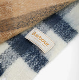 Barbour ISLA TARTAN BOUCLE Womens Winter Hessian Tartan detail view of fabric and tag