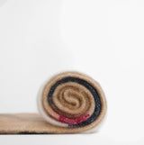 Barbour ISLA TARTAN BOUCLE Womens Winter Hessian Tartan side view of rolled scarf.