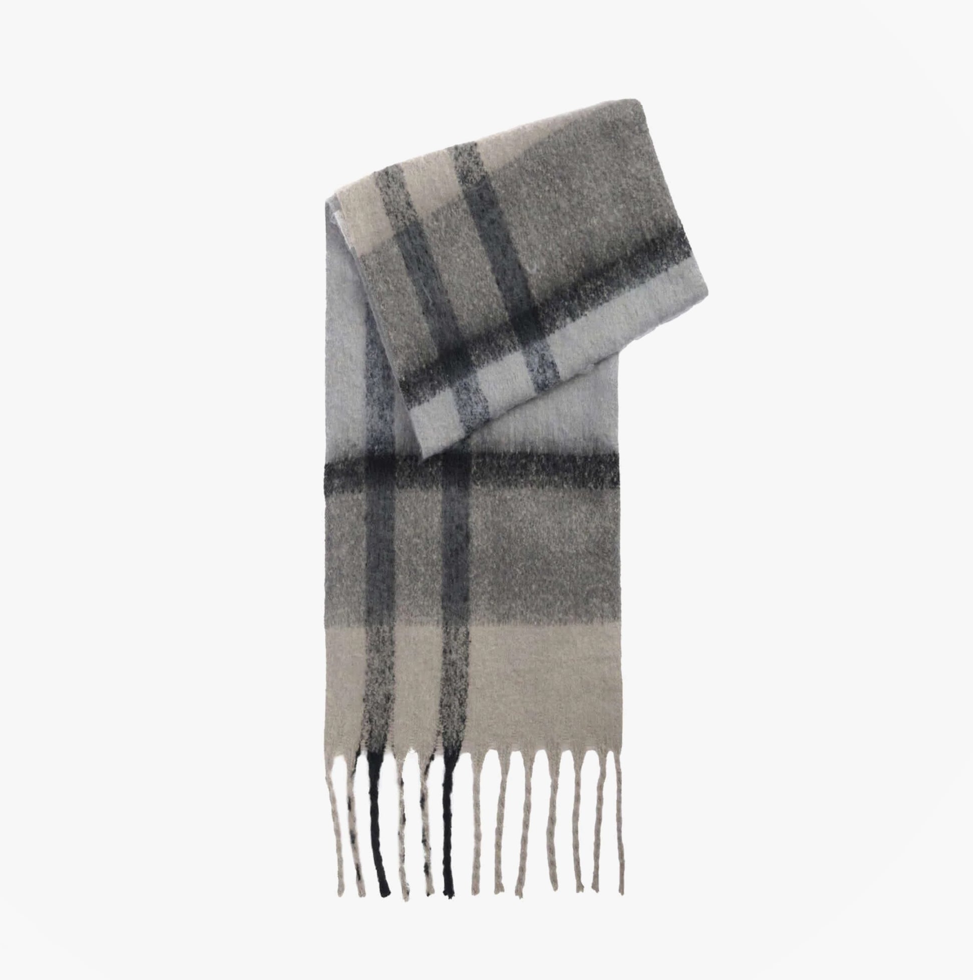 Barbour ISLA TARTAN BOUCLE Womens Winter Monochrome Tartan front view, showcasing soft fabric and elegant design.