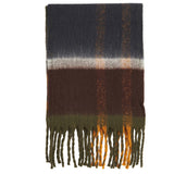 Barbour ISLA TARTAN BOUCLE Scarf Womens Classic front view showcasing multiple colors and tasselled trims.