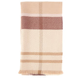 Barbour BLAIR Womens Tartan Scarf Muted Cabernet front view showcasing all-over tartan pattern and tasselled trims.