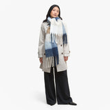Barbour MARIE Womens Winter Ice Blue Check front view model wearing scarf in a stylish winter outfit.