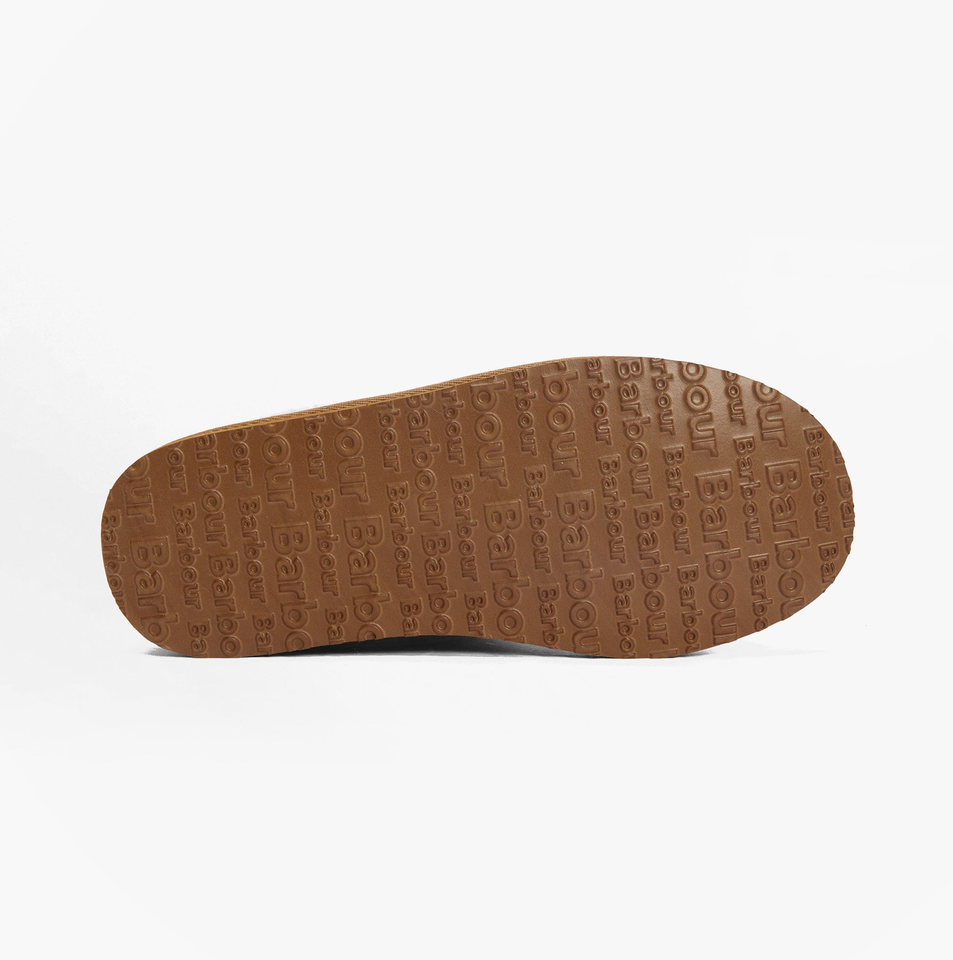 Barbour ELOISE Womens Boot Slippers Hessian Tartan outsole view with embossed brand logo pattern