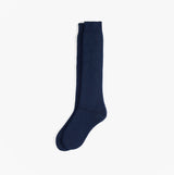 Barbour WELLINGTON KNEE Sock Womens Socks Navy front view, showing soft material and knee-high design.
