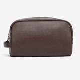 Barbour LEATHER Mens Wash Bag Dark Brown