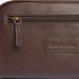 Barbour LEATHER Mens Wash Bag Dark Brown