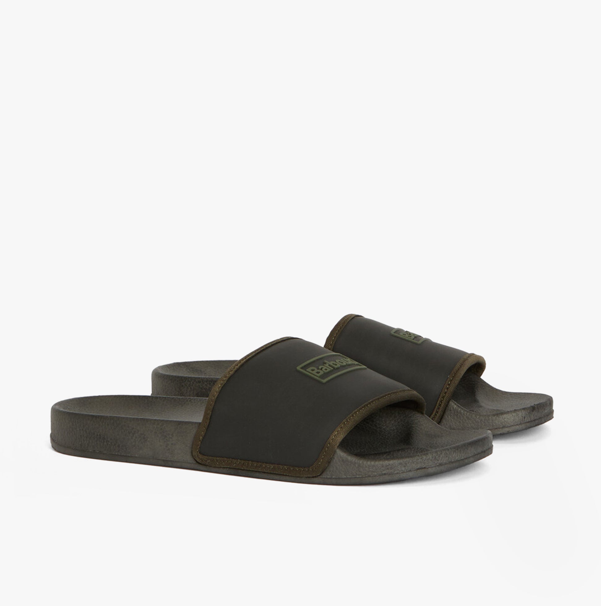 Barbour CRESSWELL Mens Sliders Black side view showing lightweight design and slip-on comfort features.