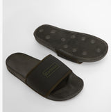 Barbour CRESSWELL Mens Sliders Black side view and sole view showcasing comfort and lightweight design.
