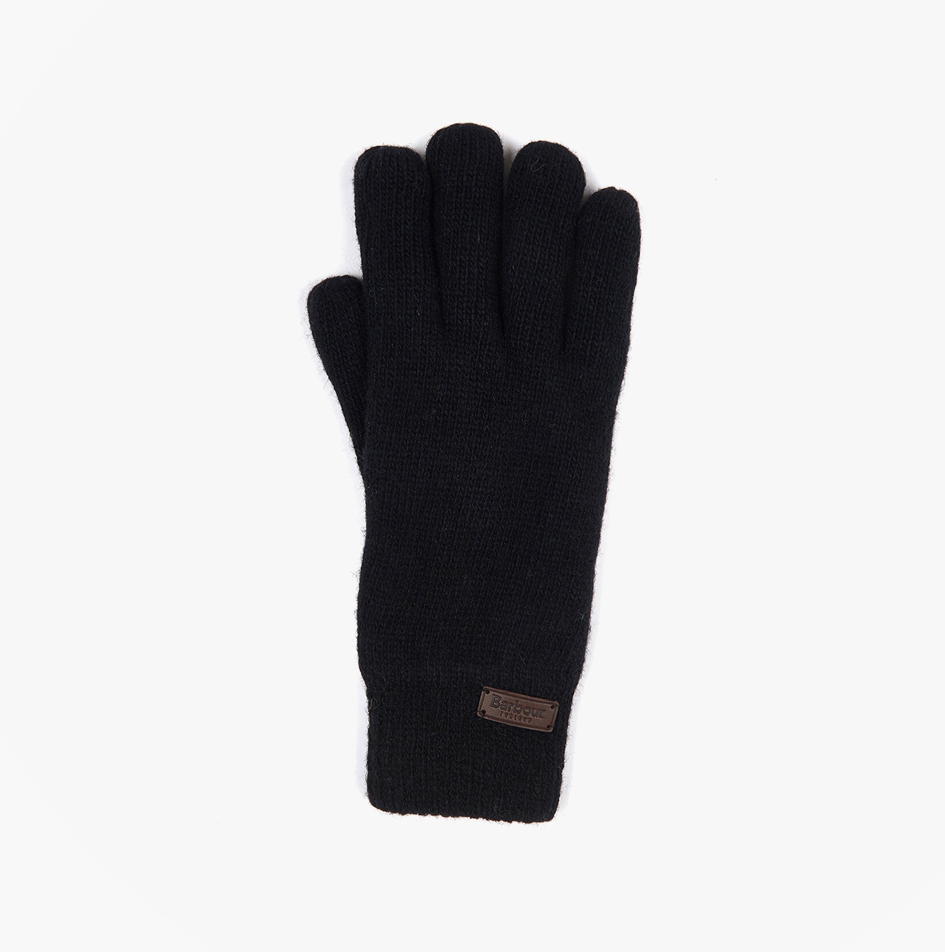 Barbour CARLTON Mens Wool Gloves Black, front view, showcasing soft wool material and classic design.