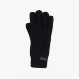 Barbour CARLTON Mens Wool Gloves Black, front view, showcasing soft wool material and classic design.