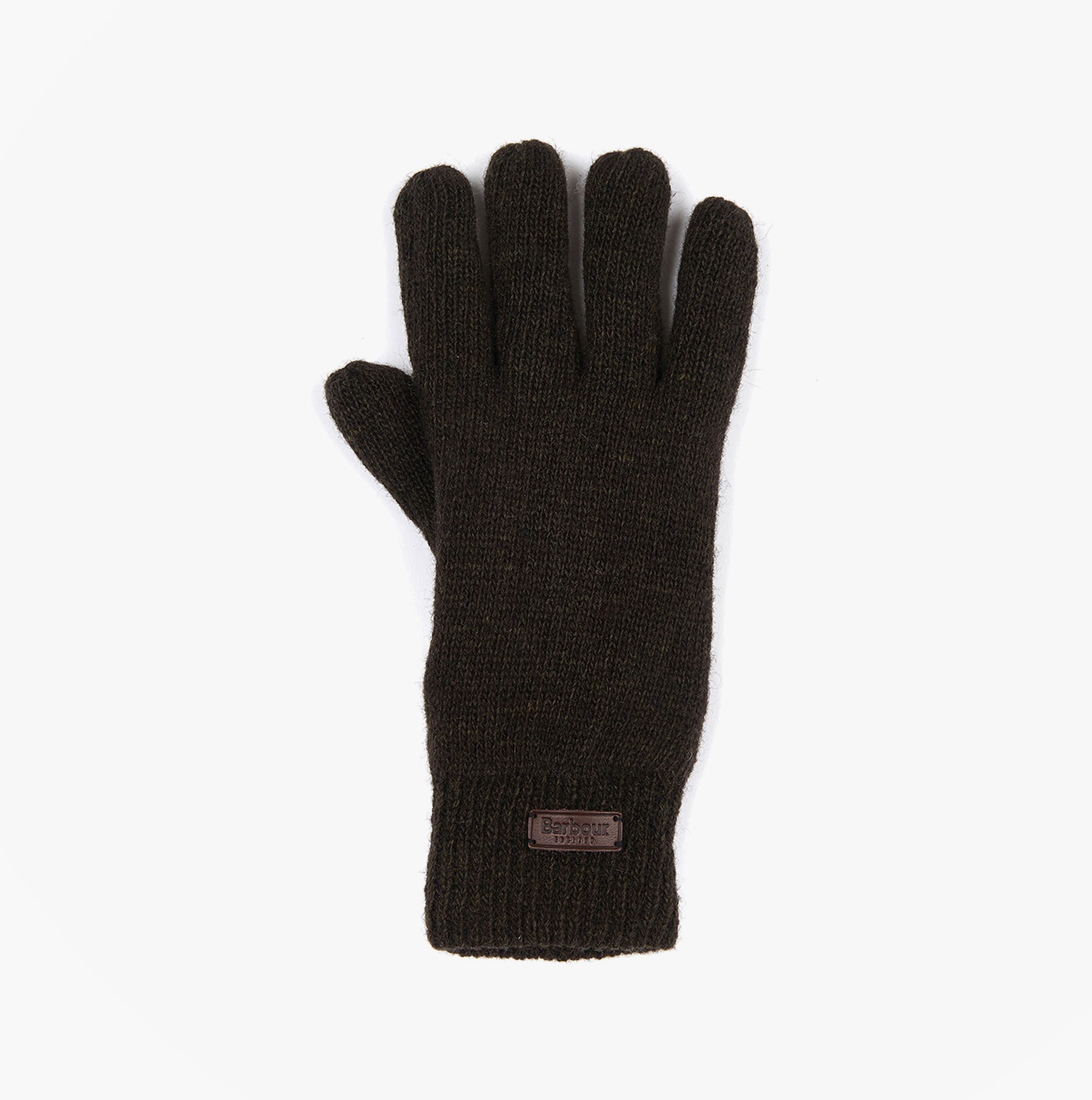 Barbour CARLTON Mens Wool Gloves Dark Green front view showing the texture and design.
