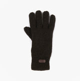 Barbour CARLTON Mens Wool Gloves Dark Green front view showing the texture and design.