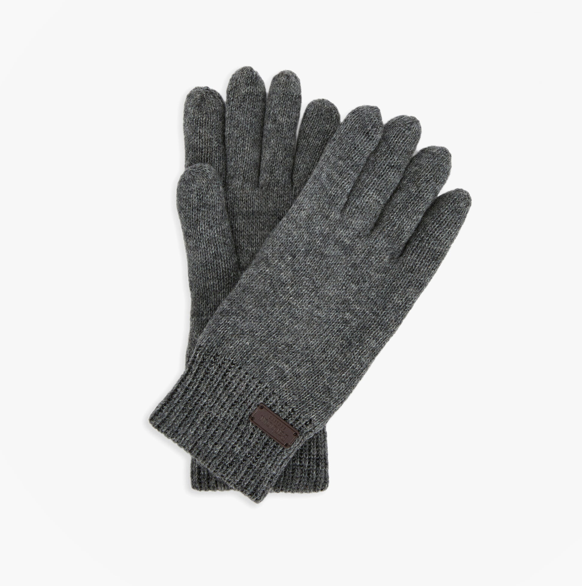 Barbour CARLTON Mens Wool Gloves Grey, top view showcasing soft wool fabric and ribbed cuff design.