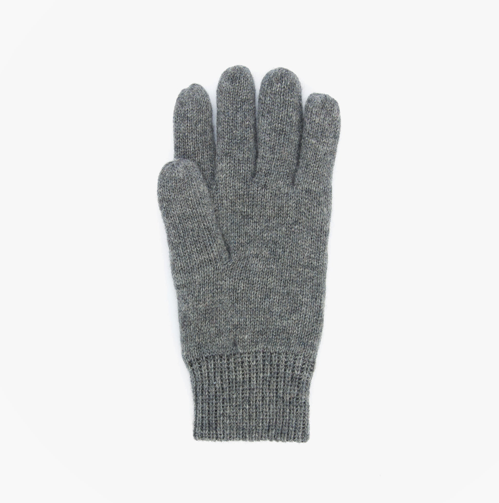 Barbour CARLTON Mens Wool Gloves Grey front view, showcasing soft grey wool material. Perfect winter accessory.