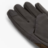 Barbour DALEGARTH Mens Gloves Olive/Brown detail view showing leather and cotton material.