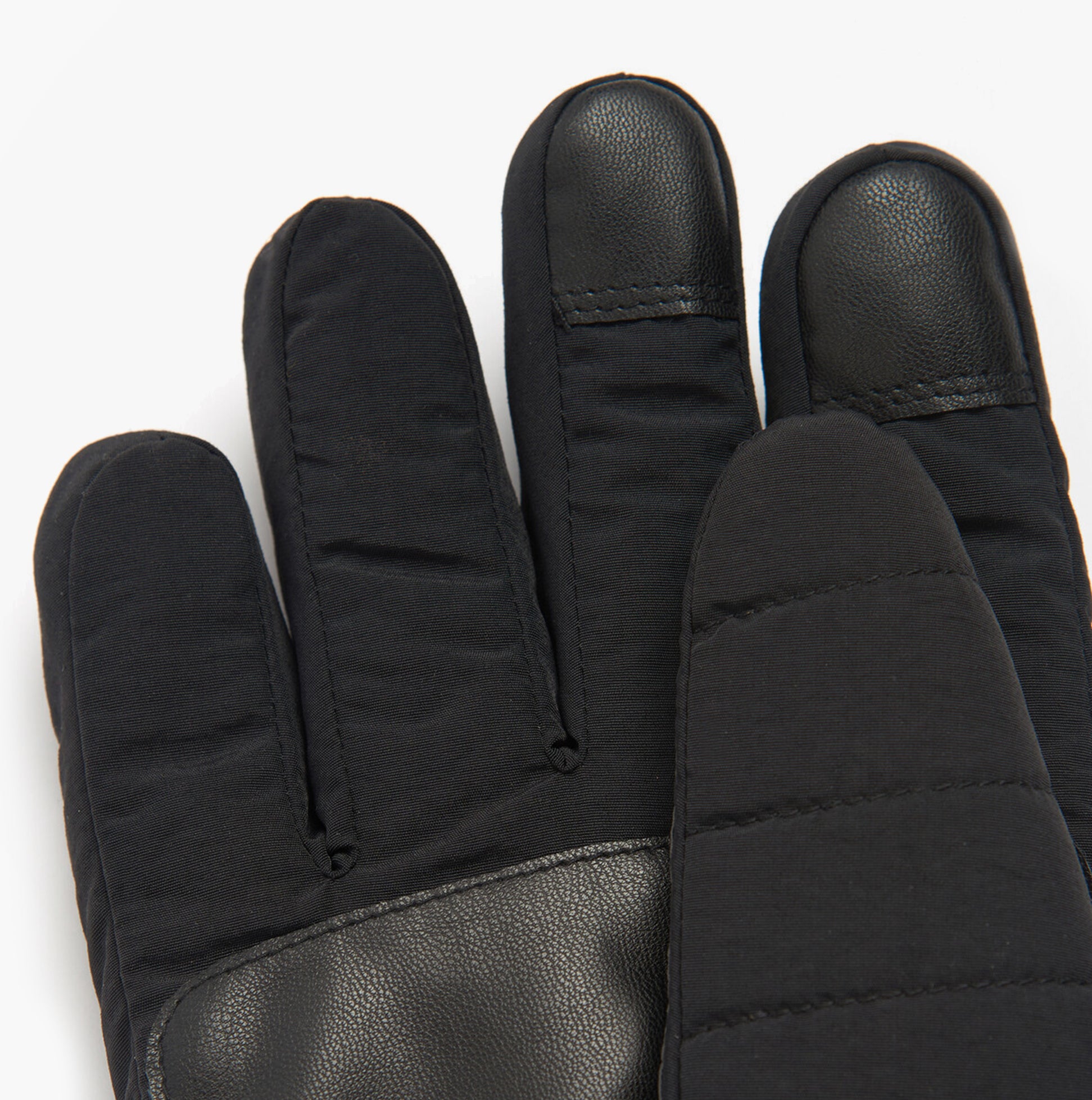 Barbour BANFF QUILTED Mens Gloves Black detail view showing fabric and padding of the gloves.