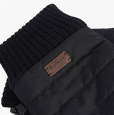 Barbour BANFF QUILTED Mens Gloves Black detail view featuring branded badge and quilted design.