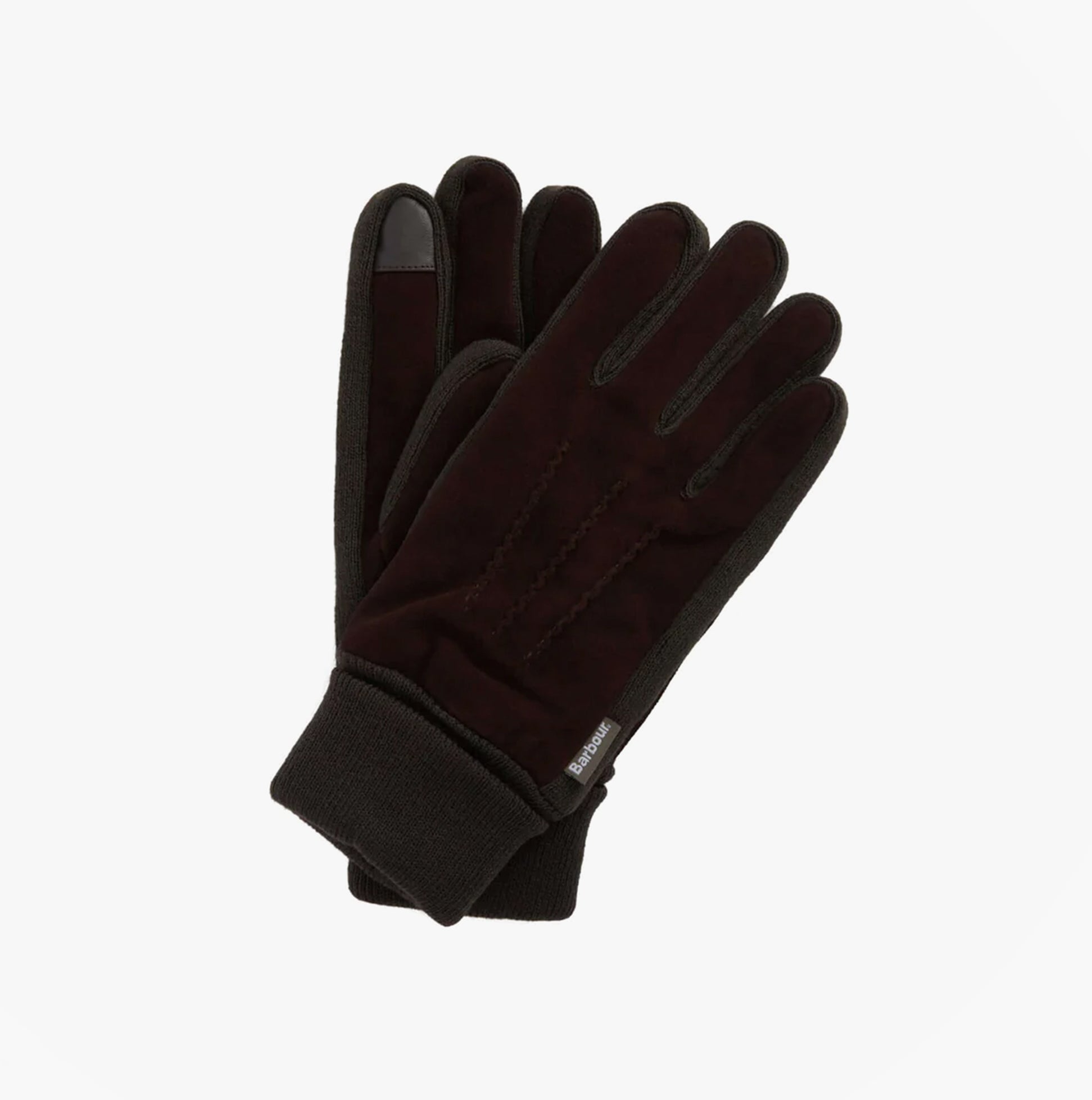 Barbour MAGNUS GLOVE Mens Gloves Brown/Olive front view showcasing leather and polyester material