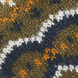 Detail view of Barbour CASE FAIR ISLE GLOVES Mens Olive featuring intricate knitted design in olive, navy, and orange.