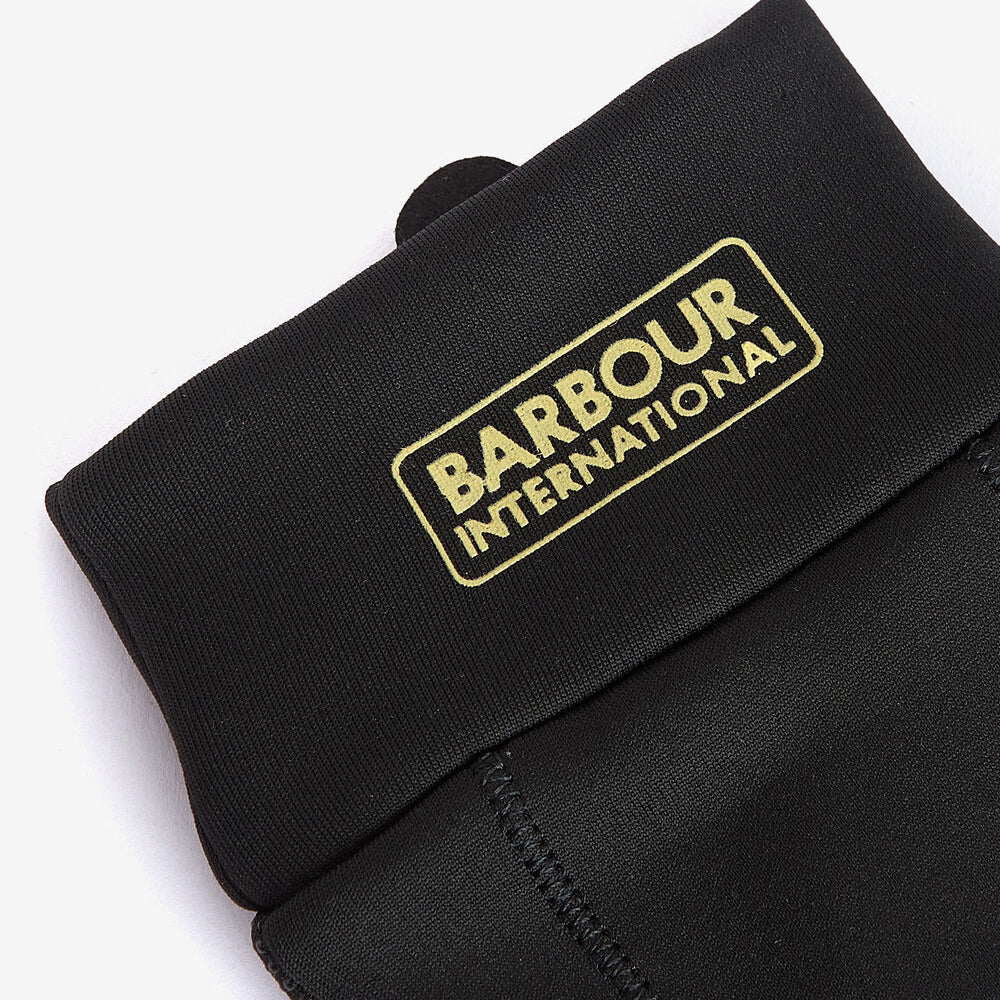 Barbour BALFOUR GLOVES Mens Black detail view showcasing the badge logo on the cuff.