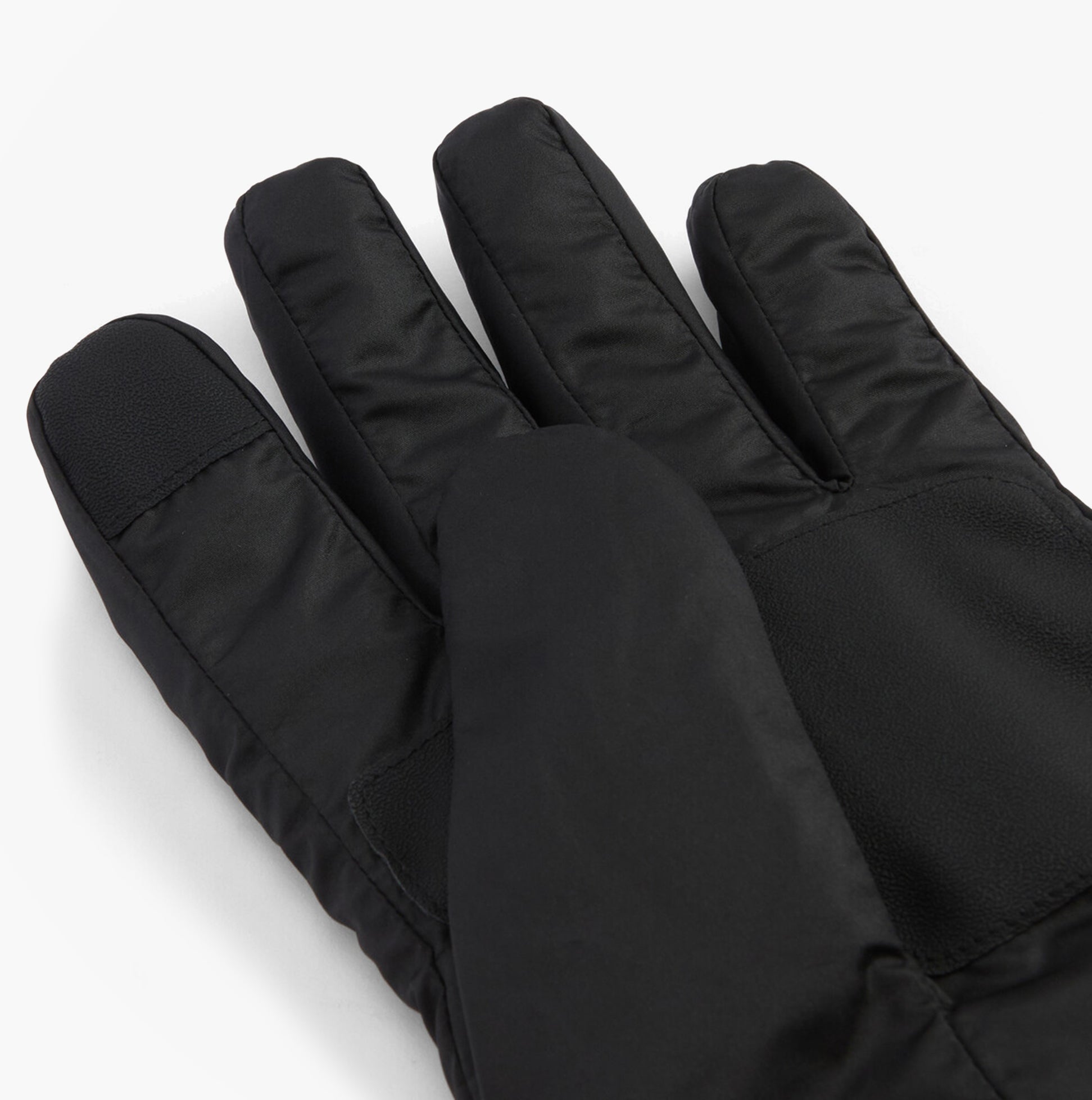 Barbour HARKER WATERPROOF Mens Gloves Black detail view showing soft black polyester material and finger design.