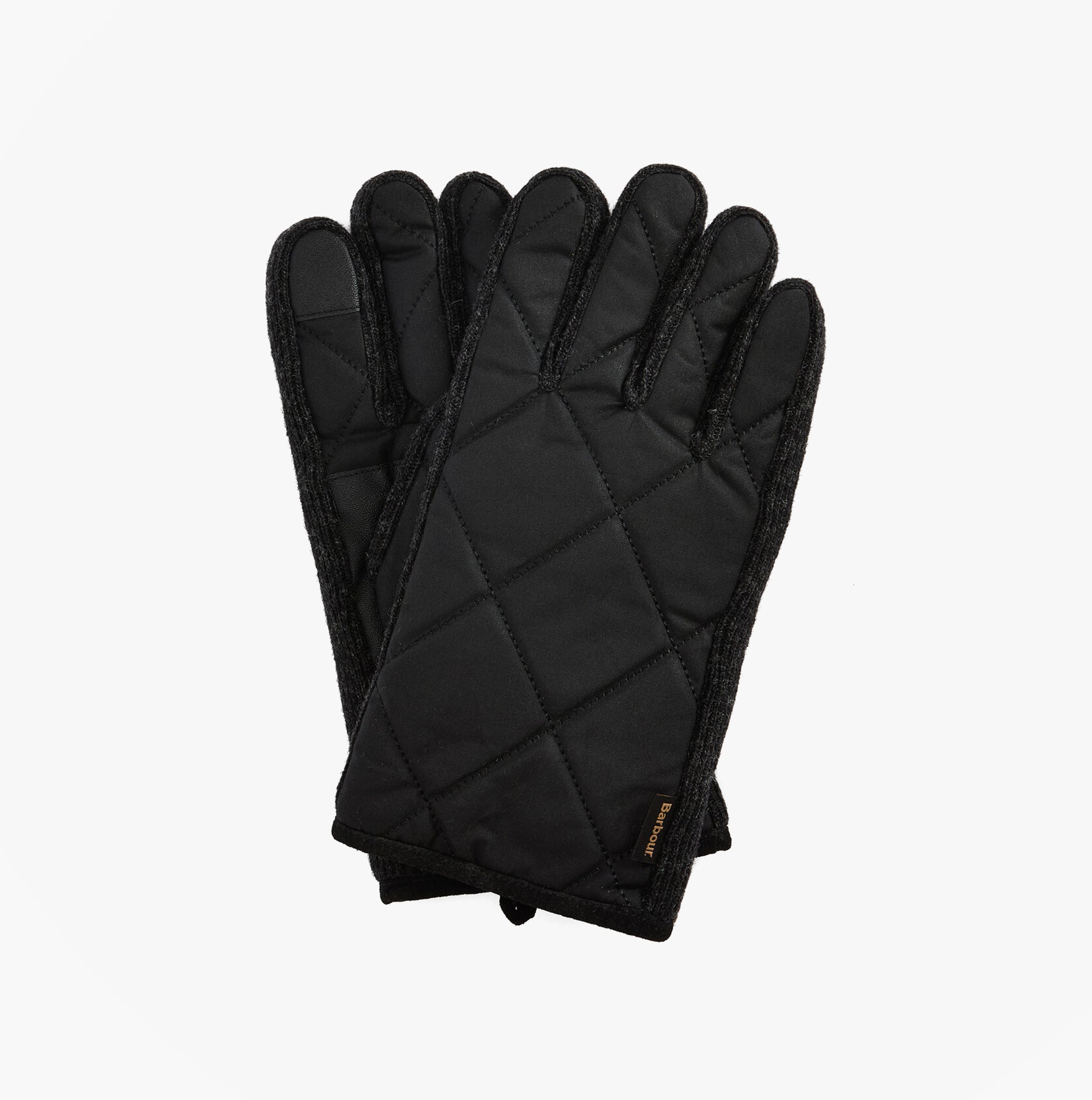 Barbour WESTERDALE Mens Gloves Black, side view, quilted design, perfect for touchscreens, stylish and functional.