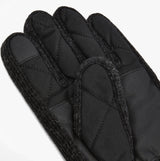 Barbour WESTERDALE Mens Gloves Black detail view featuring waxed cotton, leather trim and quilted lining.