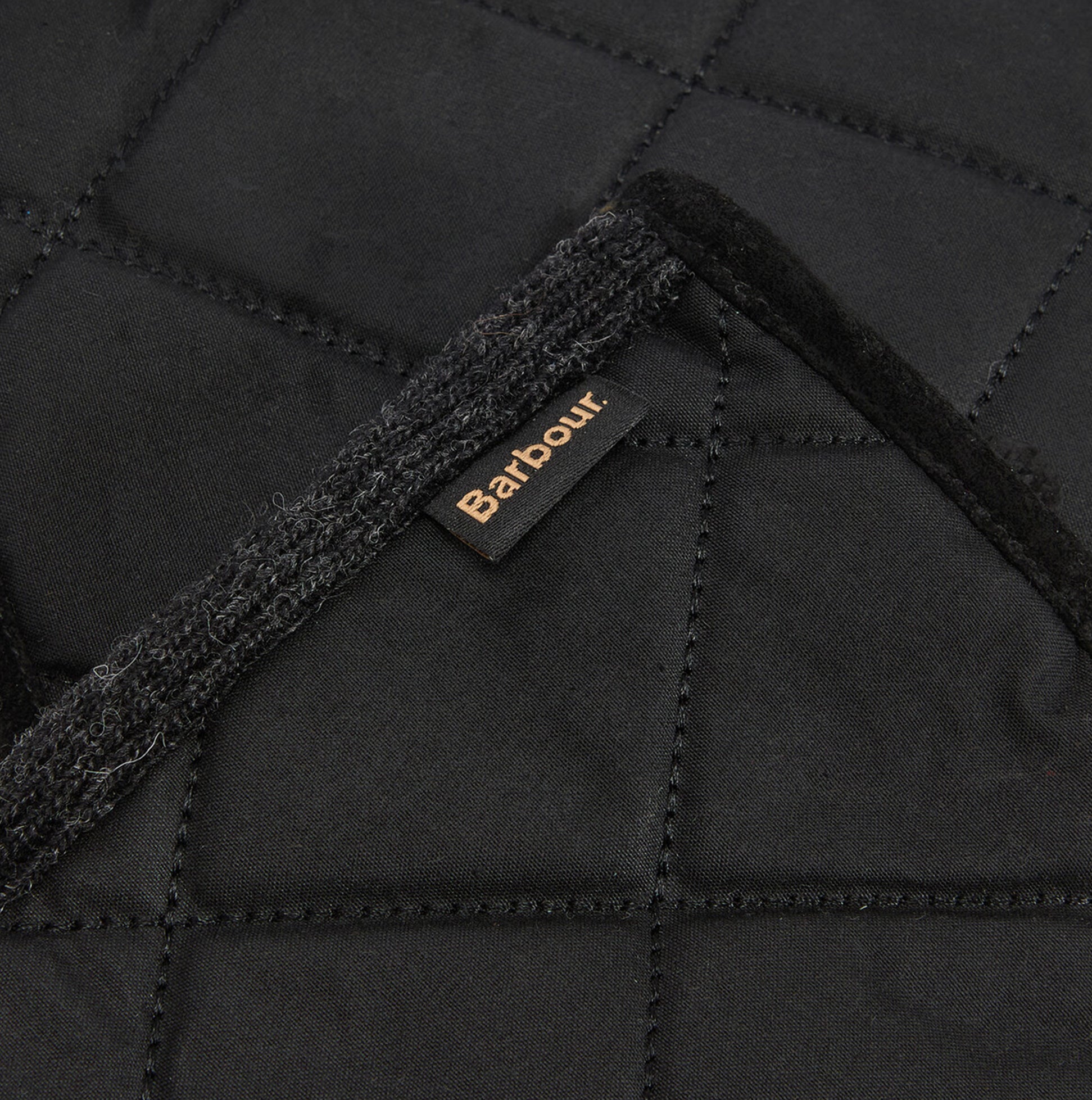 Barbour WESTERDALE Mens Gloves Black detail view showing quilted texture and Barbour label.