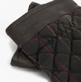 Barbour DARWEN TARTAN Mens Gloves Classic Tartan detail view showing embossed logo and quilted design.