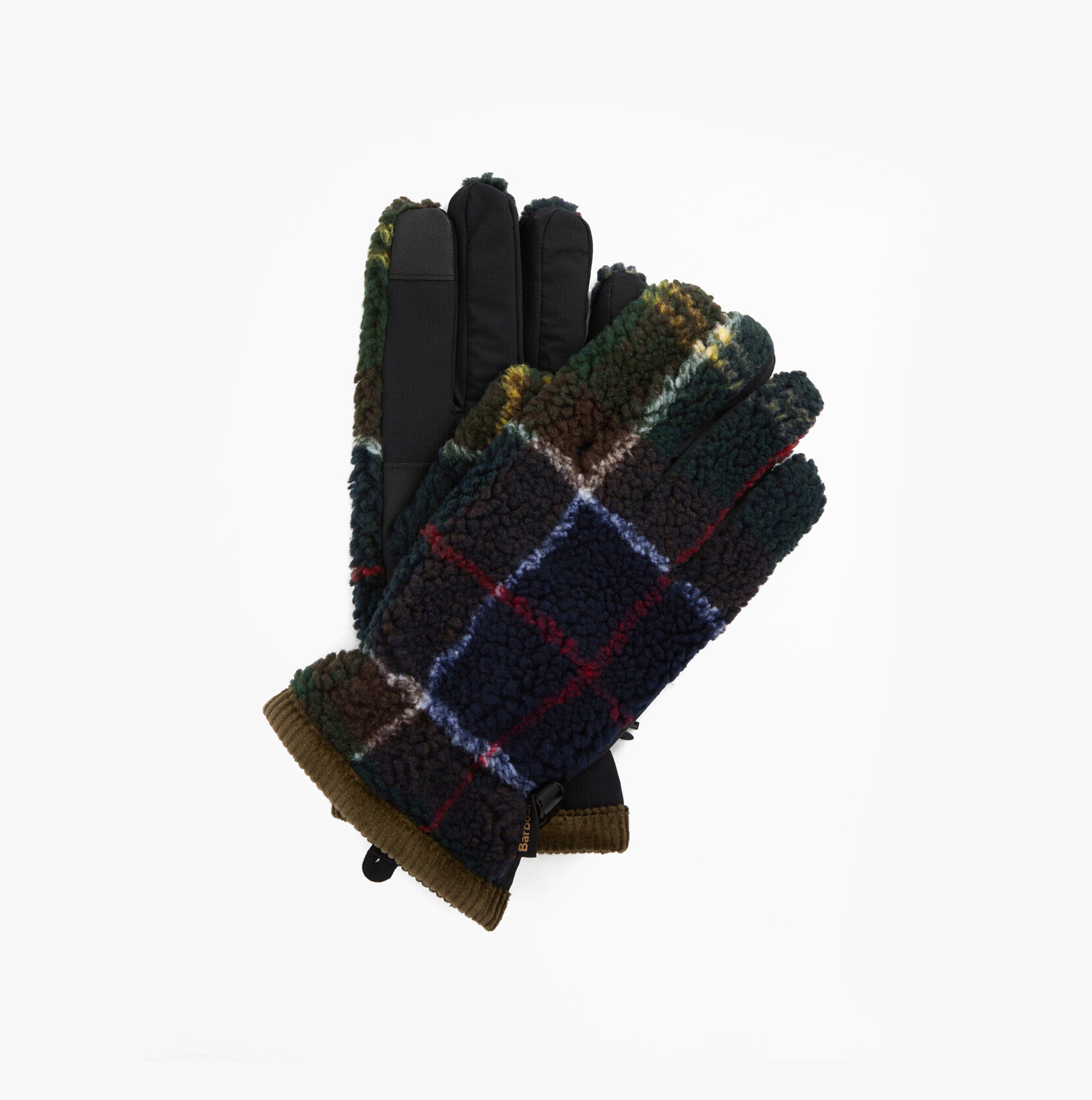 Barbour Field Tartan Mens Fleece Gloves Classic Tartan front view showing classic tartan design and soft fleece material.