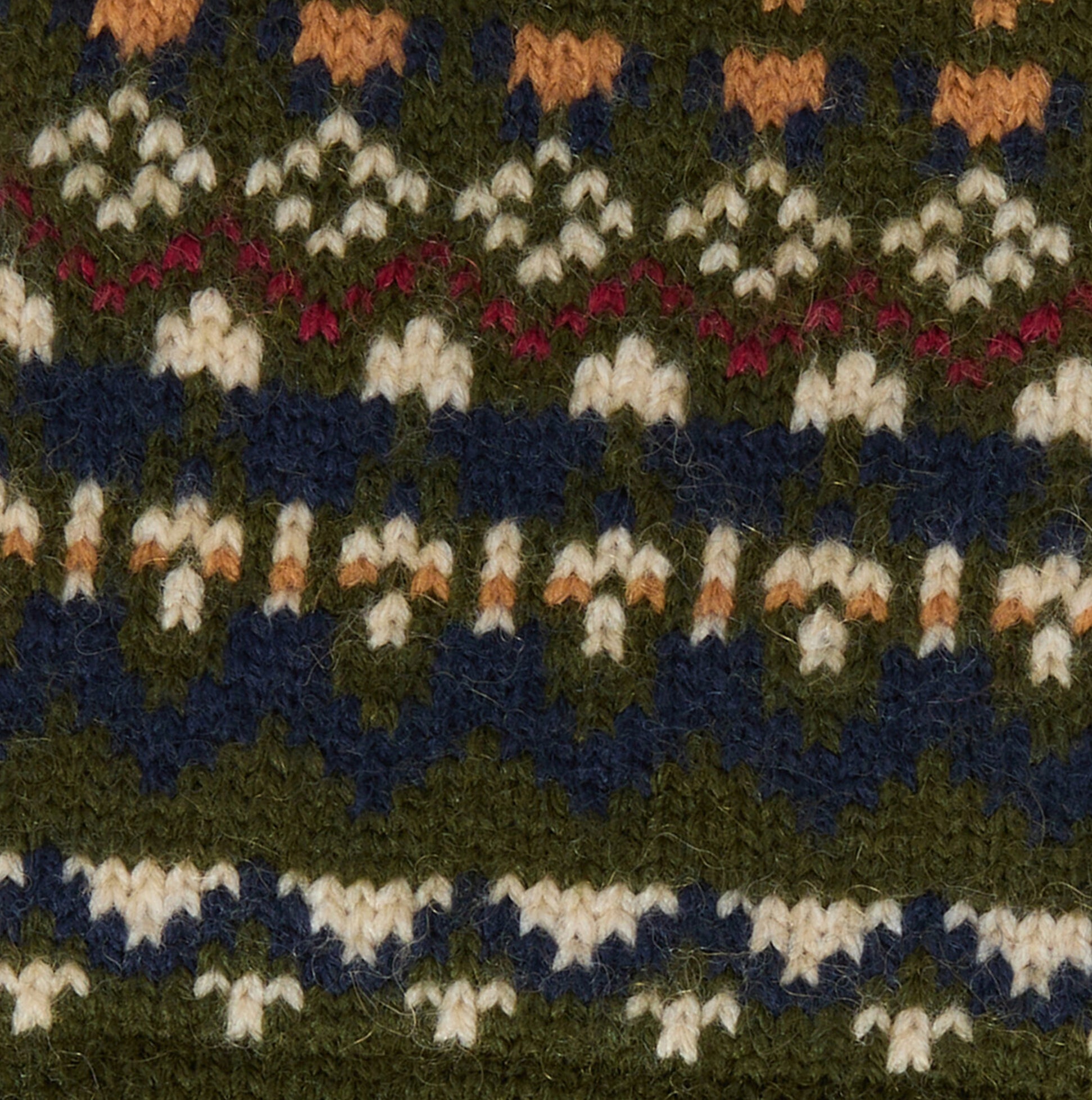 Barbour MARLOW FAIR ISLE KNITTED Mens Gloves Olive detail view of knit pattern