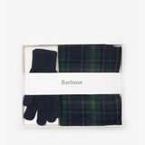 Barbour TARTAN SCARF & GLOVE Gift Set Mens Green Loch Tartan