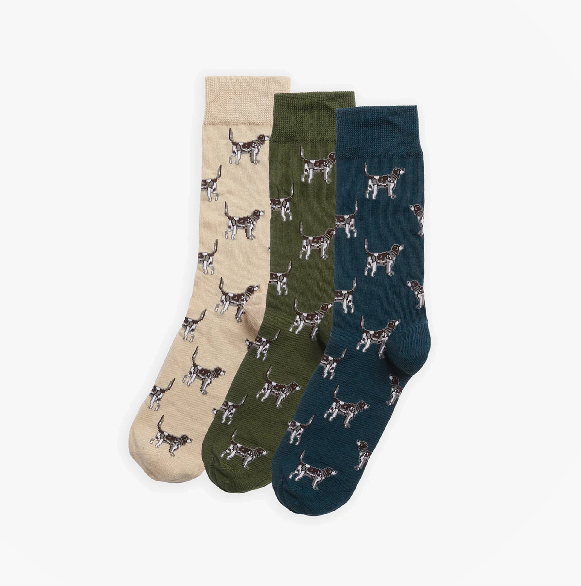 Barbour POINTER DOG SOCKS Mens Gift Box Forest Mist
