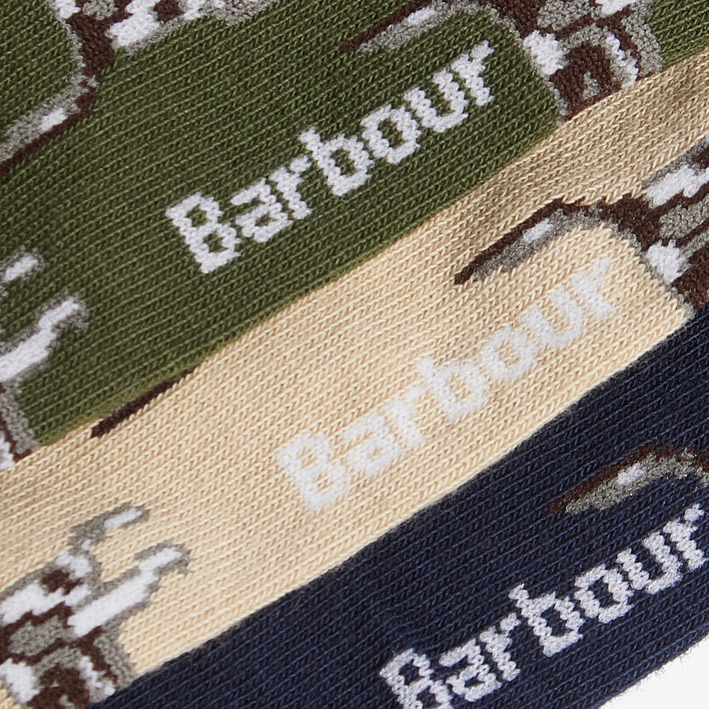 Barbour POINTER DOG SOCKS Mens Gift Box Forest Mist