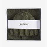 Barbour CARLTON FLECK BEANIE & SCARF Gift Set Mens Olive