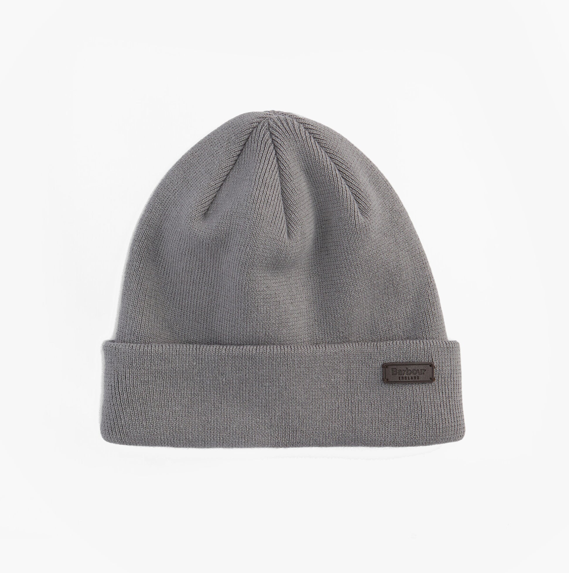 Barbour SWINTON BEANIE & GALINGALE SCARF Mens Gift Set Midnight Oak front view grey beanie hat.
