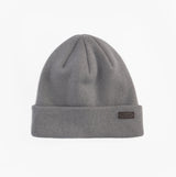 Barbour SWINTON BEANIE & GALINGALE SCARF Mens Gift Set Midnight Oak front view grey beanie hat.