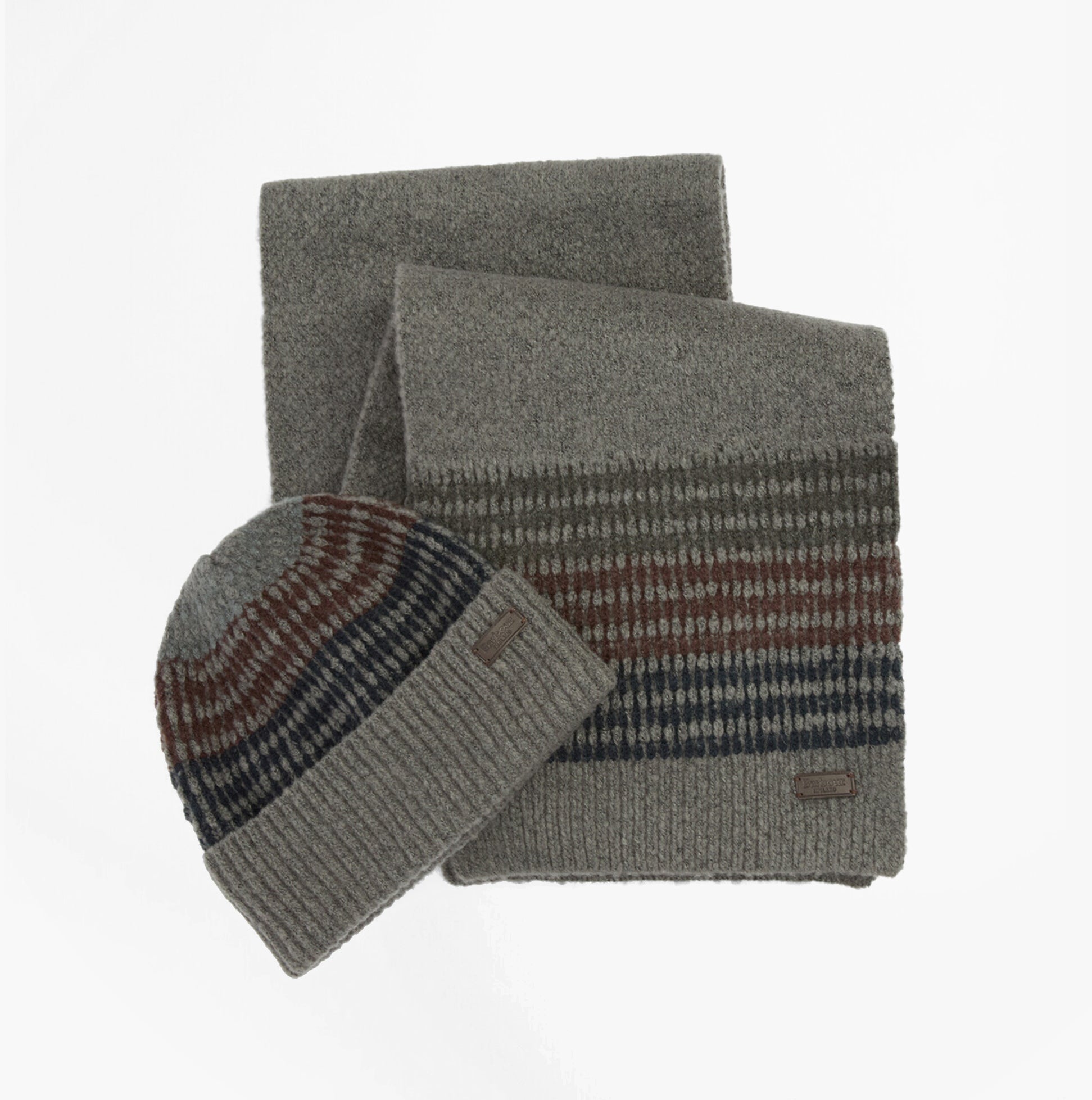 Barbour BRANTON BEANIE & SCARF Mens Gift Set Midnight Oak
