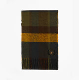 Barbour WESTERDALE BEANIE & SCARF Mens Gift Set Classic front view of the scarf in plaid pattern.