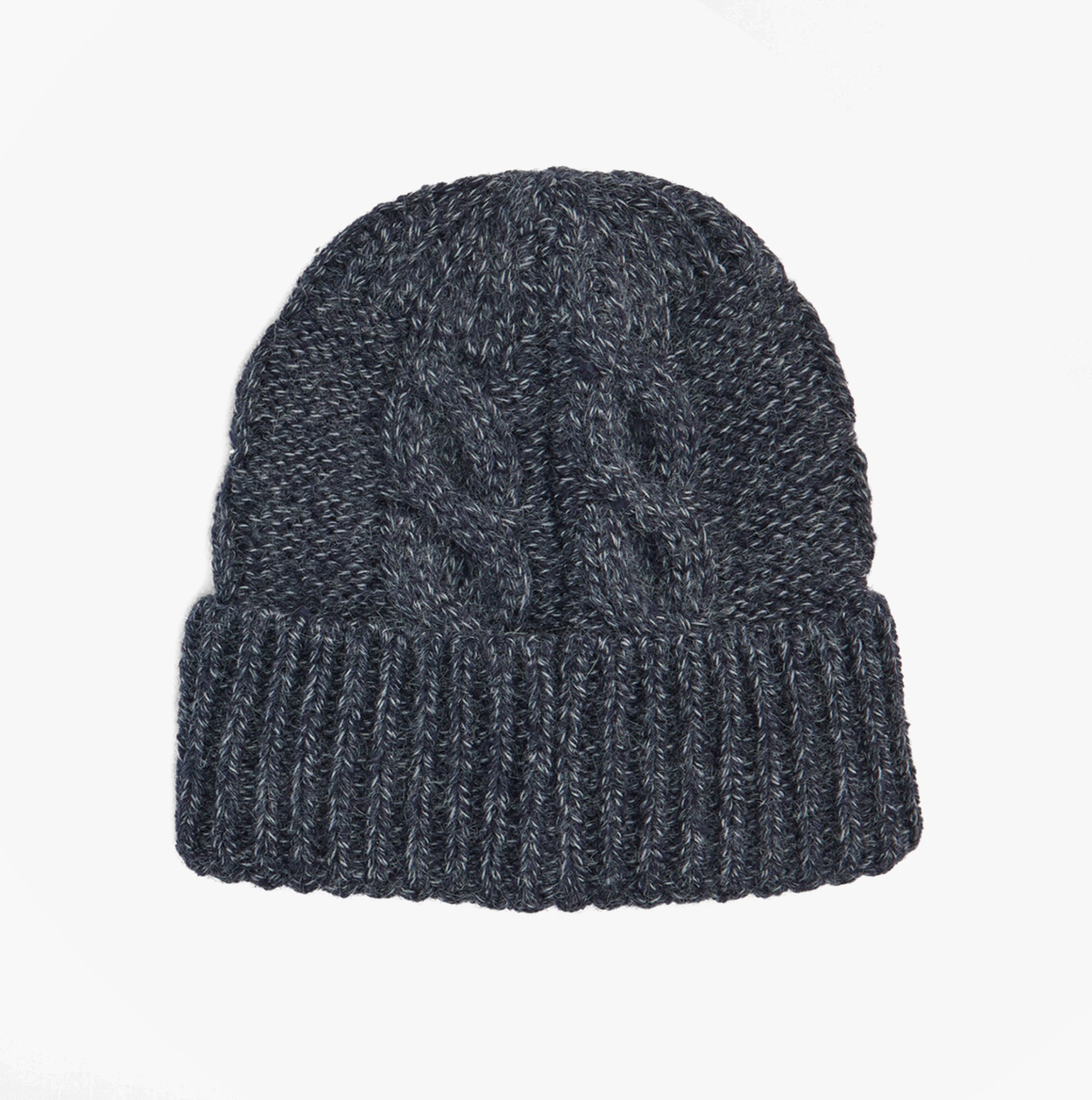 Barbour JESMOND BEANIE AND SCARF Gift Set Mens Beanie Navy top view of knitted beanie with ribbed detail