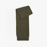 Barbour RAMSIDE BEANIE AND SCARF Mens Gift Set Dark Olive Front view of the olive knitted scarf, showcasing texture and style.