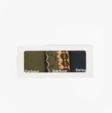 Barbour CASE FAIR ISLE SOCK Mens 3 Pack Gift Box Classic Tartan front view of socks in gift box