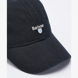 Barbour CASCADE Mens Sports Cap Black detail view showcasing embroidered branding and lightweight fabric.