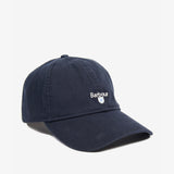 Barbour CASCADE Mens Sports Cap Navy side view with embroidered branding, adjustable back, lightweight cotton design.