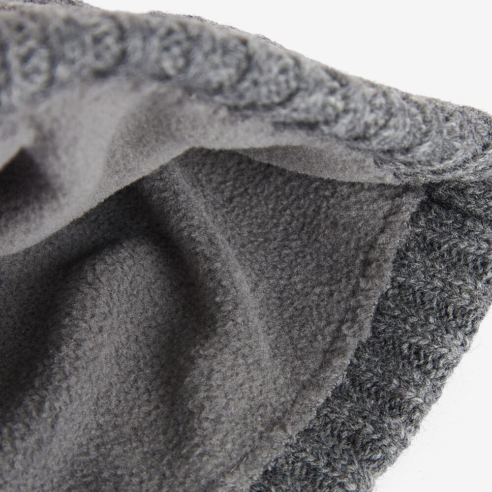 Barbour CARLTON Mens Beanie Grey inside view showcasing the soft fleece lining and wool-blend knit material.
