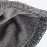 Barbour CARLTON Mens Beanie Grey inside view showcasing the soft fleece lining and wool-blend knit material.